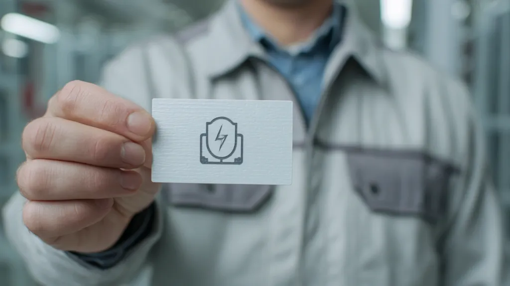 A licensed electrician in Spain showing their official 'Instalador Autorizado' identification card.