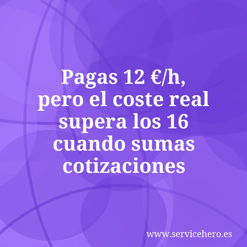 Pagas 12 €/h, pero el coste real supera los 16 cuando sumas cotizaciones