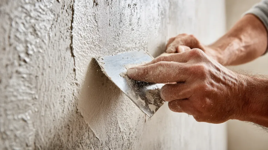 Aplicación de estuco veneciano con llana sobre pared interior