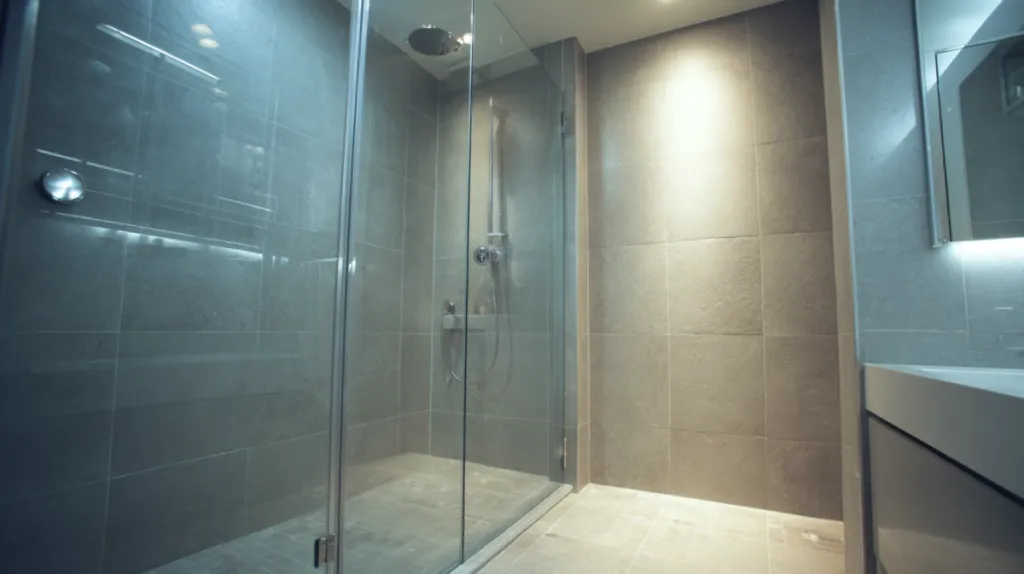 Mampara de baño de cristal templado instalada en una ducha moderna
