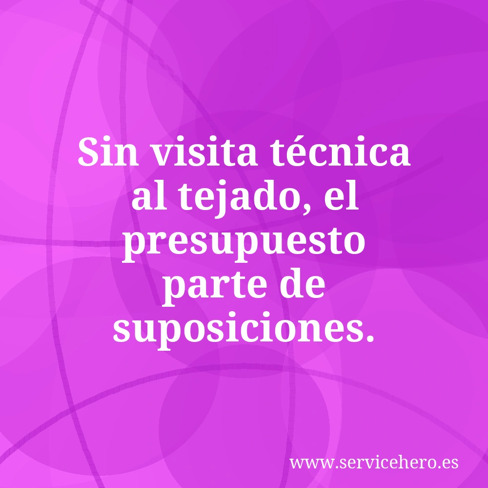 Sin visita técnica al tejado, el presupuesto parte de suposiciones.