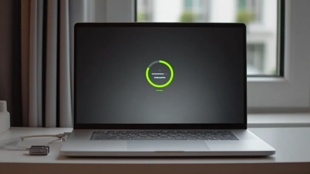 Pantalla de portátil mostrando la instalación de un sistema operativo