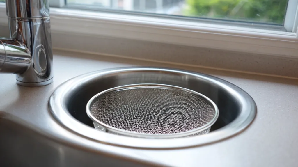 Rejilla atrapagrasa instalada en desagüe de cocina